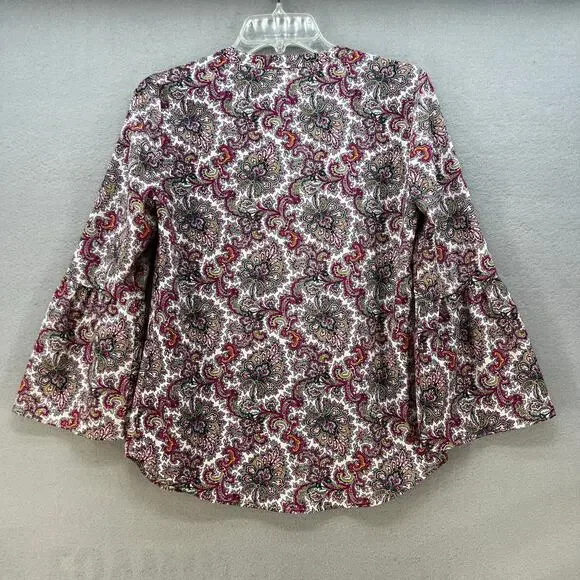 J. Crew Top Women's XS Multi Color Paisley Print Long Sleeve Business Casual - Picture 2 of 9